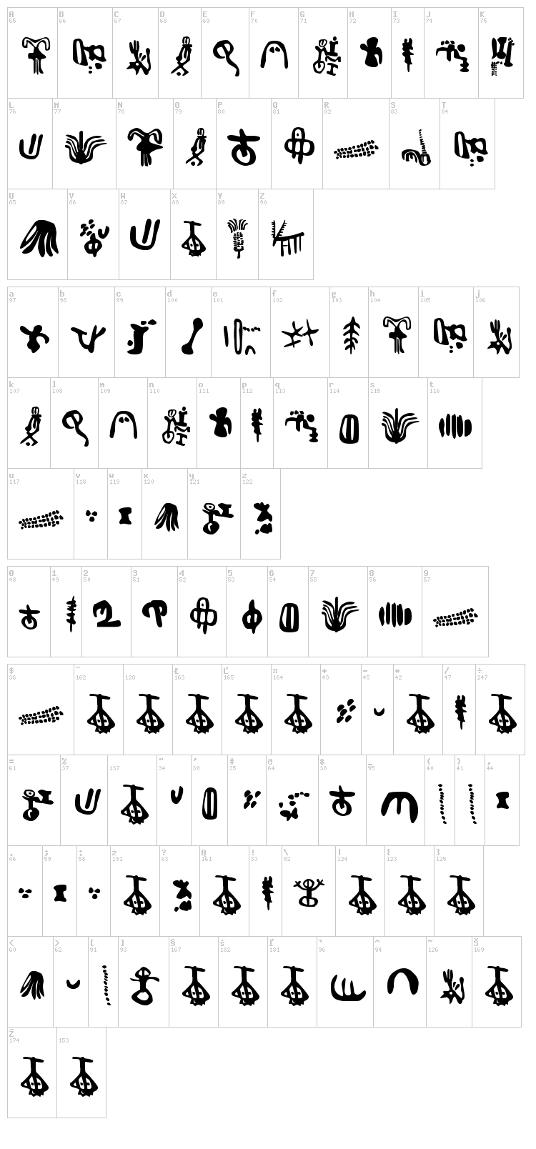 Inga Stone Signs font map